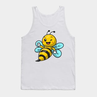 Cute Bee Waving Hand Cartoon Tank Top